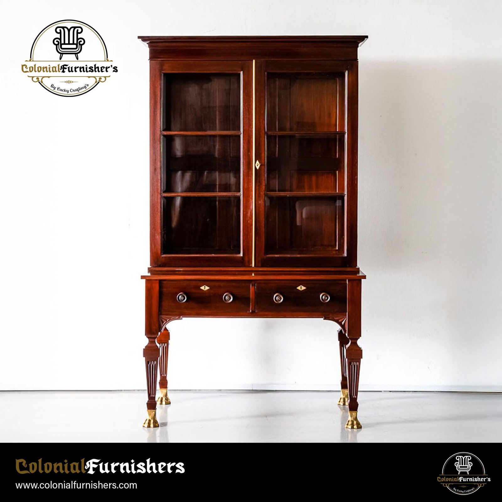 elegant colonial-style display cabinet