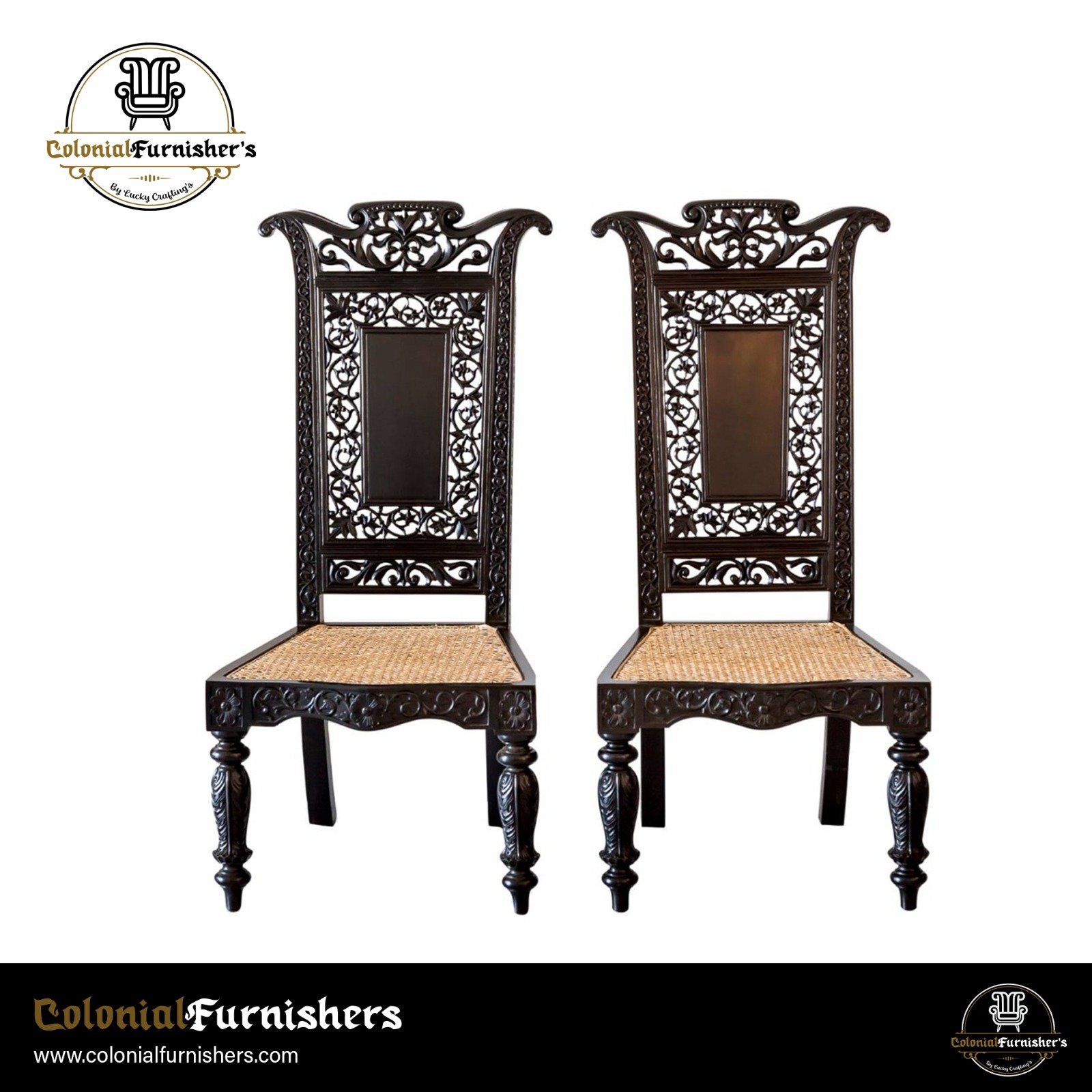 carved high-back chairs