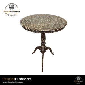Inlaid Round Pedestal Table