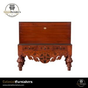 Kandyan-Inspired Teak Chest with Inlay Detail