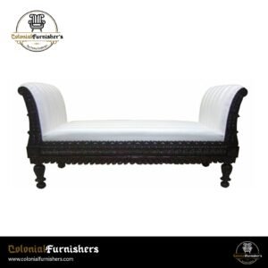 Colonial Teak Settee with Carved Frame